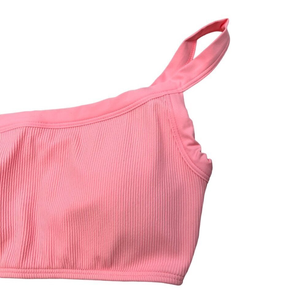 L*Space Womens Axel Single Strap Padded Pullover Bikini Top Pink Ribbed XS New - Picture 2 of 8